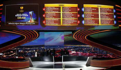 Imagen de la celebración del sorteo de la Liga Europa.