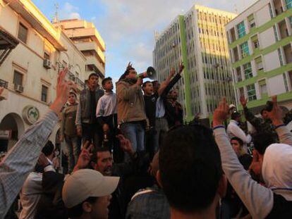 Protesta contra el Consejo Nacional, el miércoles en Bengasi.