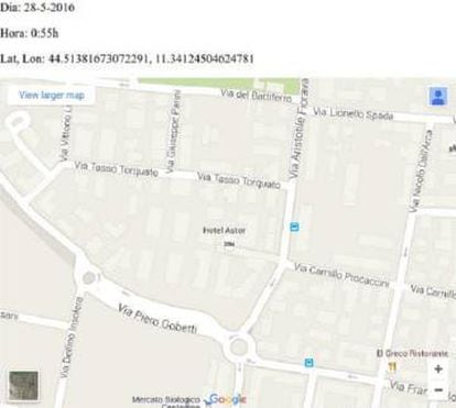 Localización de una usuaria, con las coordenadas exactas, que permitía la aplicación de Tinder.