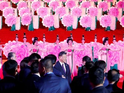 El presidente chino, Xi Jinping, a su llegada a la ceremonia de bienvenida de la cumbre entre China y Asia central en Xi'an, este jueves.