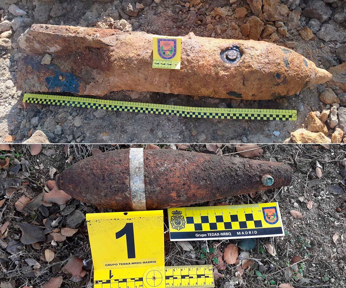 Algunos de los explosivos encontrados por los Tedax de la Policía Nacional de Madrid.