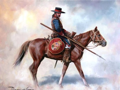 'Dragón de cuera', de Augusto Ferrer-Dalmau, donde refleja el equipo militar que portaban los españoles en Nuevo México.