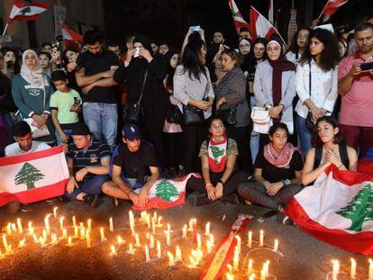 Vigilia en memoria de Alaa Abu Fajer, este miércoles en Sidón.