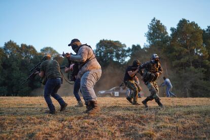 Members of the self-proclaimed self-defense groups train in the state of Michoacán, at the beginning of February. 