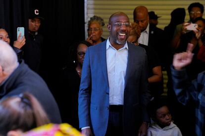 Reverend Warnock at his last campaign event in Atlanta this Monday before the election.