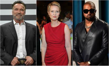 Arnold Schwarzenegger, Cynthia Nixon y Kanye West.