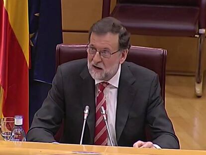 El líder del PP, Mariano Rajoy, en rueda de prensa.