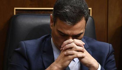 Pedro Sánchez durante el debate de investidura.