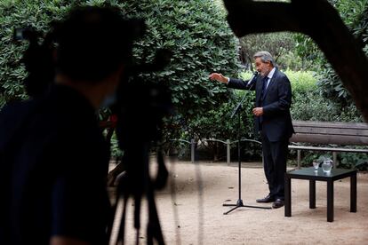 El expresidente de la Generalitat Artur Mas, durante una rueda de prensa este martes en Barcelona.