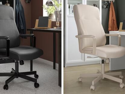 Dos de los colores en los que se puede adquirir en Ikea esta cómoda silla para escritorio. IKEA.