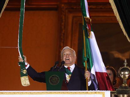 Andrés Manuel López Obrador, durante la ceremonia del Grito de Independencia en el Palacio Nacional de Ciudad de México.