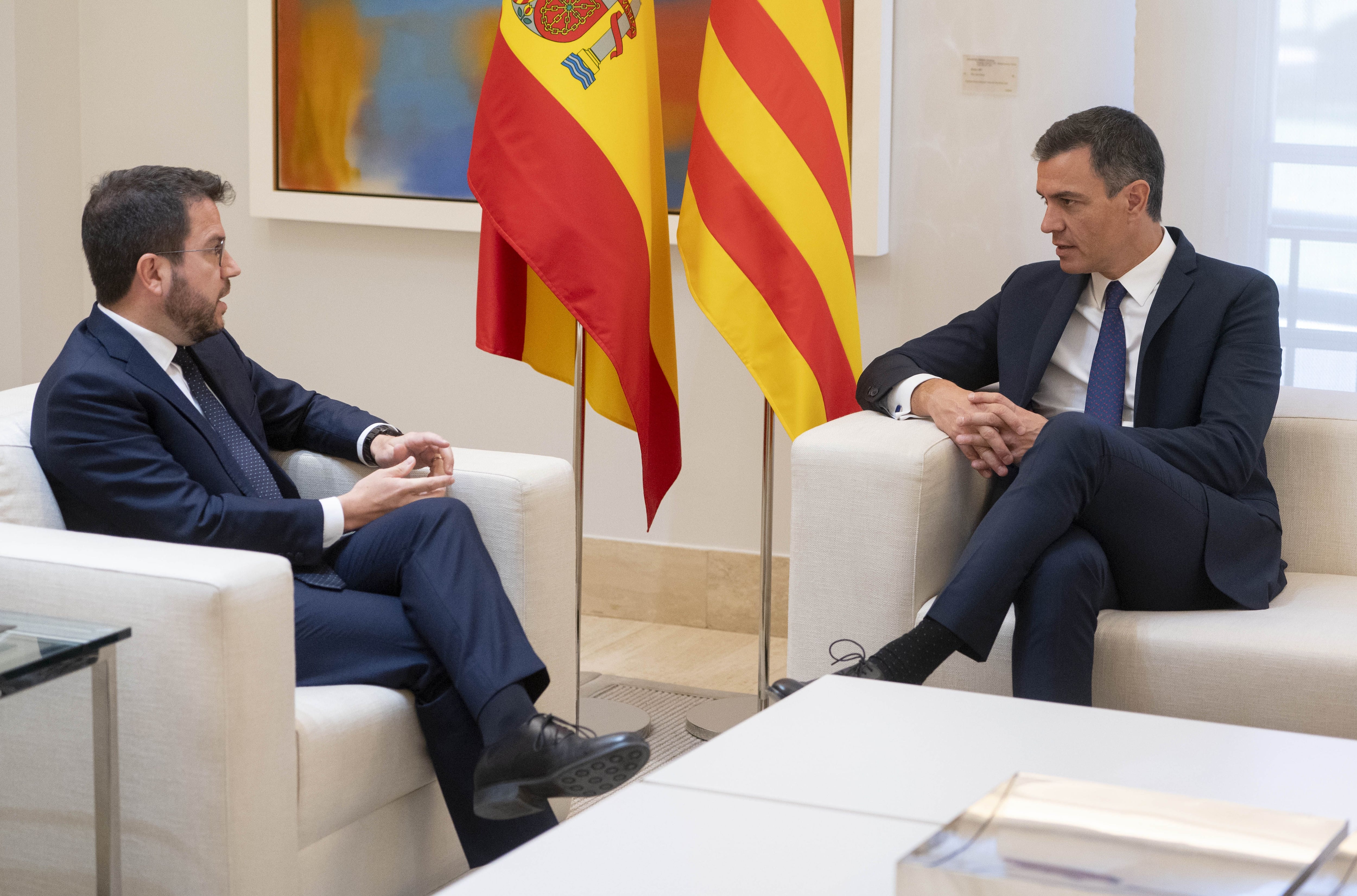 DVD1114 (15/07/2022) El presidente de gobierno Pedro Sánchez recibe el presidente de la Generalitat Pere Aragonés en el palacio de la Moncloa en Madrid. ANDREA COMAS
