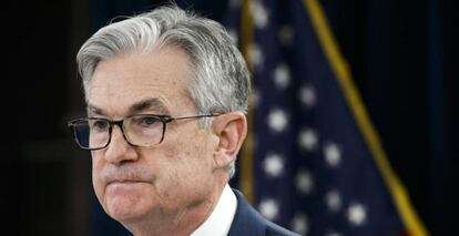 Jerome Powell, banquero central de Estados Unidos, en una rueda de prensa el pasado 3 de marzo. 