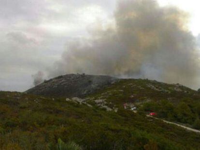Imagen del fuego en Simat de la Valldigna.
