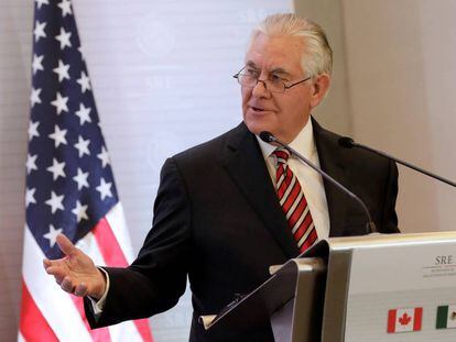 El secretario de Estado, Rex Tillerson, en una rueda de prensa en M&eacute;xico.