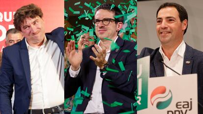 Eneko Andueza (PSE), Pello Otxandiano (Bildu) e Imanol Pradales (PNV)