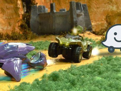 Waze y dos vehículos de la saga Halo.
