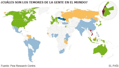 El mapa de los temores globales, según el Pew Research Center.