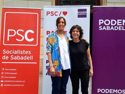 Marta Farrés (izquierda) y Marta Morell, este viernes en la presentación del pacto. 