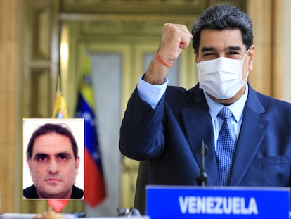 El presidente de Venezuela, Nicolás Maduro. En el recuadro, el empresario colombiano Alex Saab.