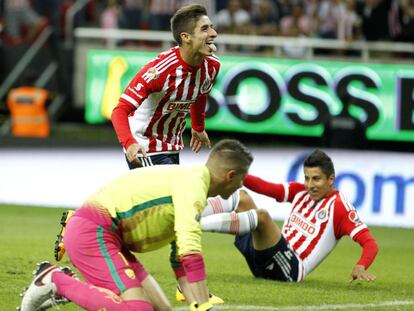 Brizuela celebra uno de sus goles. 