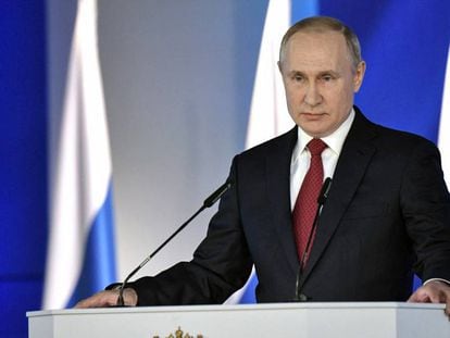 El presidente ruso, Vladímir Putin, durante un acto este miércoles en Moscú. En vídeo, sus declaraciones.