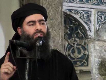 El l&iacute;der del ISIS, Abubaker al Bagdadi, en julio de 2014 en Irak.