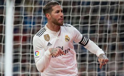 Sergio Ramos celebra uno de sus goles.