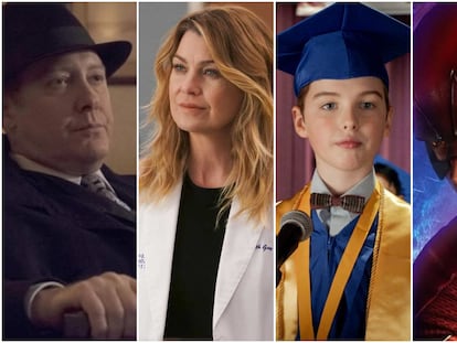 Desde la izquierda, los protagonistas de 'The Blacklist', 'Anatomía de Grey', 'El joven Sheldon' y 'The Flash'.