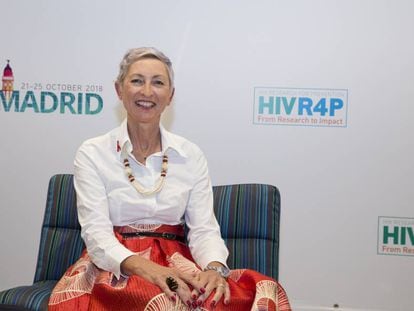 La investigadora Linda-Gail Bekker en la sede del congreso HIVR4P en Madrid. 
