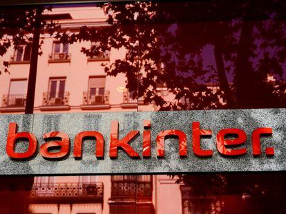 FILE PHOTO: Bankinter bank's is seen in Madrid, Spain, October 26, 2021. REUTERS/Juan Medina/File Photo