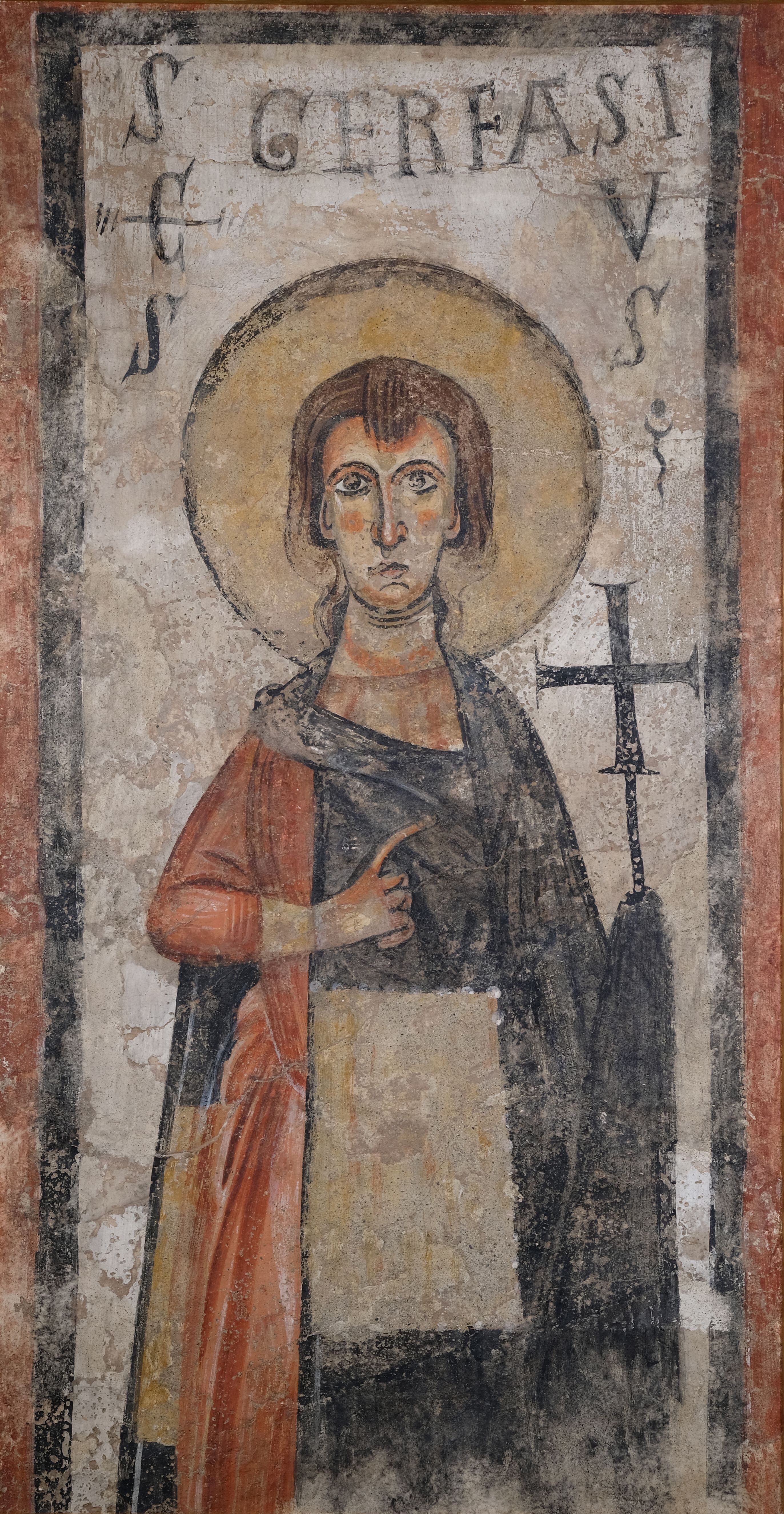 Pintura de San Gervasio en la iglesia de Santa Maria de Cap d’Aran (Tredós), una de las obras encontradas en Suiza.