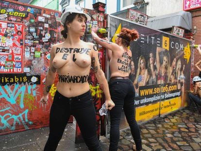 Activistas de Femen en Hamburgo, este pasado 8 de marzo. 
