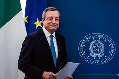 El primer ministro italiano, Mario Draghi, durante un acto en Roma, el 12 de julio.

