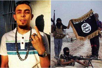 A la izquierda, Abdel Bary. A la derecha, una fotografía del grupo del ISIS al que pertenecía, según los investigadores.