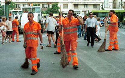 Trabajadores de Limasa, el pasado mes de agosto.