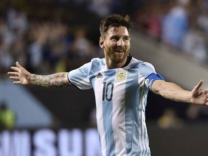 Messi celebra su segundo gol ante Panamá.