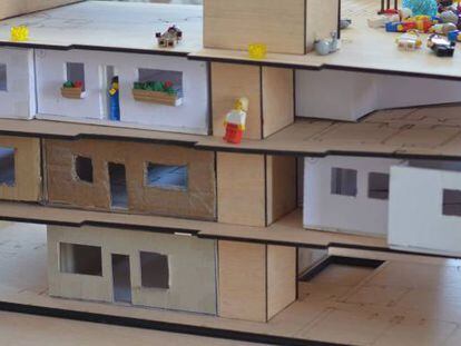 Maqueta del primer poryecto de viviendas cohousing que se construir&aacute; en el sur de Madrid