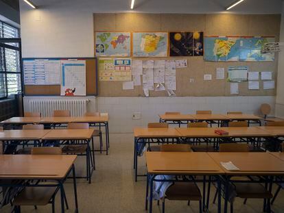 Un aula vacía en un colegio público.