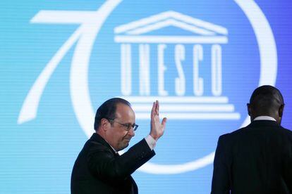 El presidente Hollande este miércoles en la sede de la Unesco.