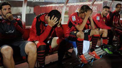 El banquillo del Mallorca, tras descender.