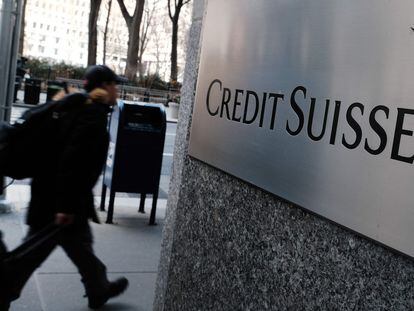 Oficina de Credit Suisse en Nueva York, este miércoles.