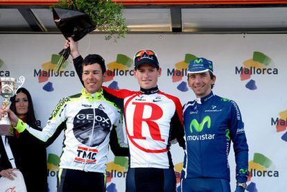 Xavier Tondo (a la derecha), en el podio de la reciente Vuelta a Mallorca.