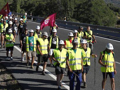 Llegada de la marcha minera al municipio de Villalba en Madrid procedentes de las cuencas mineras en 2012.