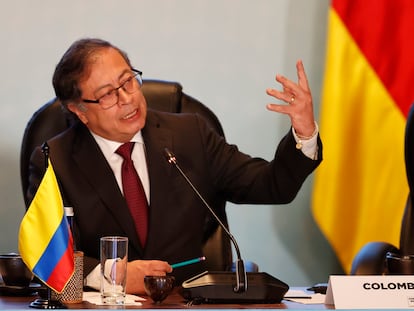 El presidente colombiano, Gustavo Petro, participa en la inauguración de la Conferencia Internacional sobre Venezuela.