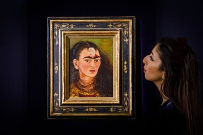 Frida Kahlo's self-portrait 'Diego and I', exhibited at Sotheby's in London in October.