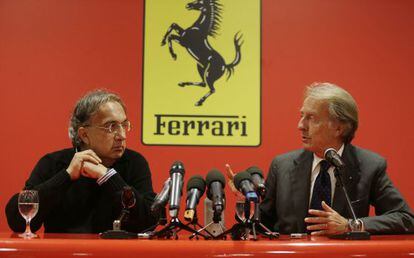Montezemolo y Marchionne (izquierda), en la rueda de prensa de este miércoles en Maranello.