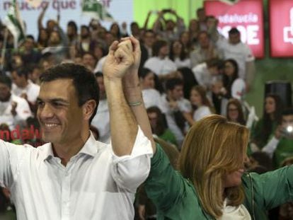 Pedro S&aacute;nchez y Susana D&iacute;az, el 20 de marzo en Sevilla.