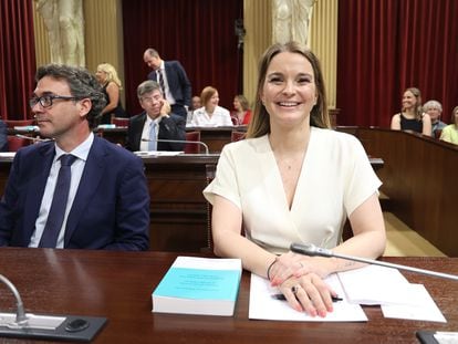La presidenta del PP de las Islas Baleares, Marga Prohens, durante la sesión de constitución del Parlamento balear, el día 20.