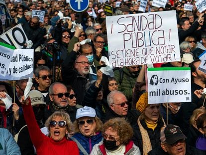 Manifestación a favor de la sanidad pública en Madrid.
